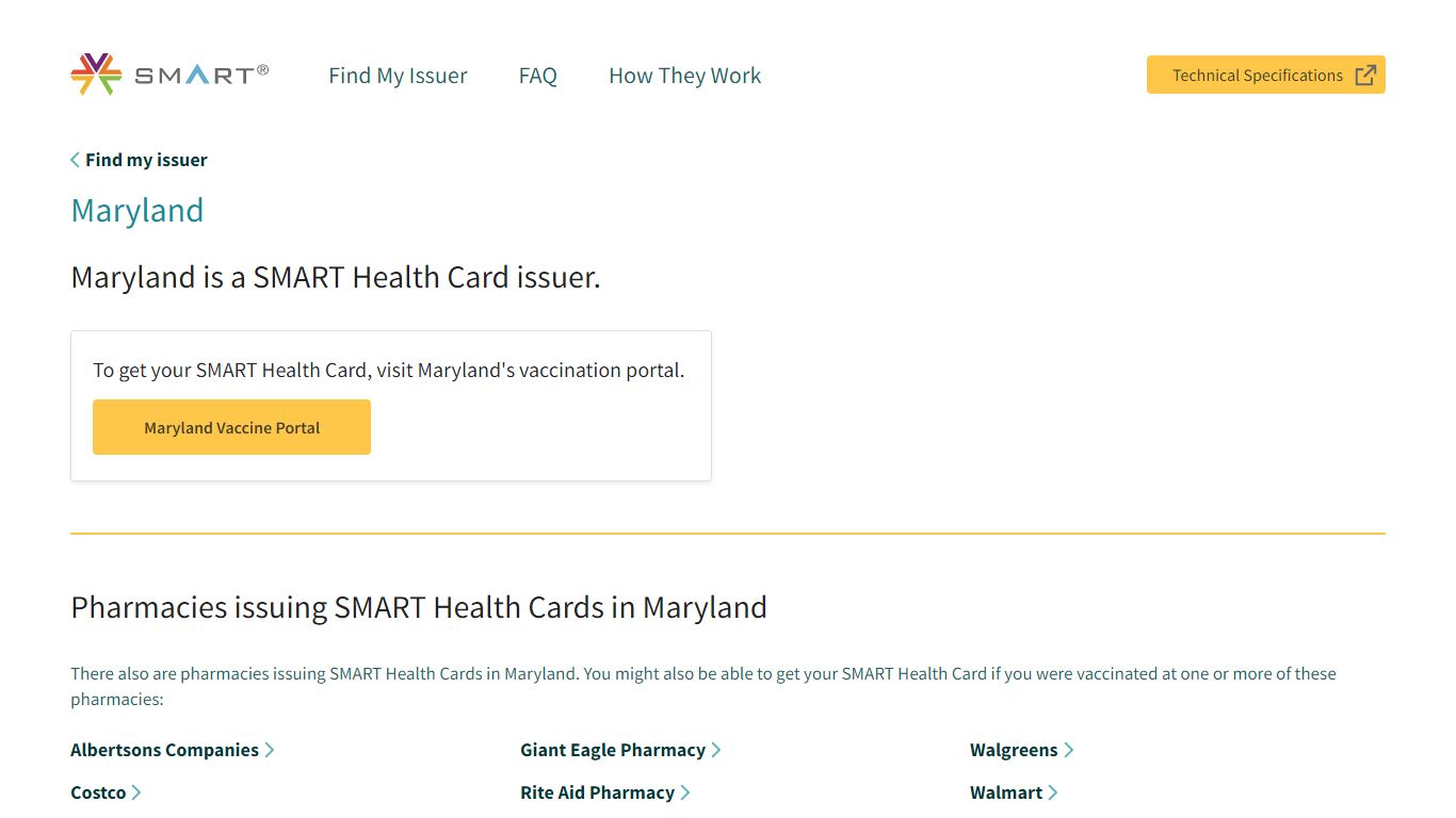 Find an Issuer | Maryland - SMART Health Cards