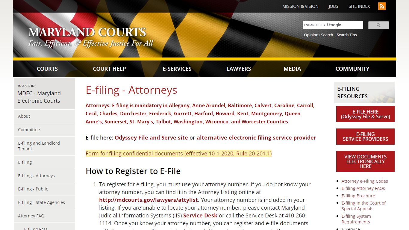 E-filing - Attorneys | Maryland Courts